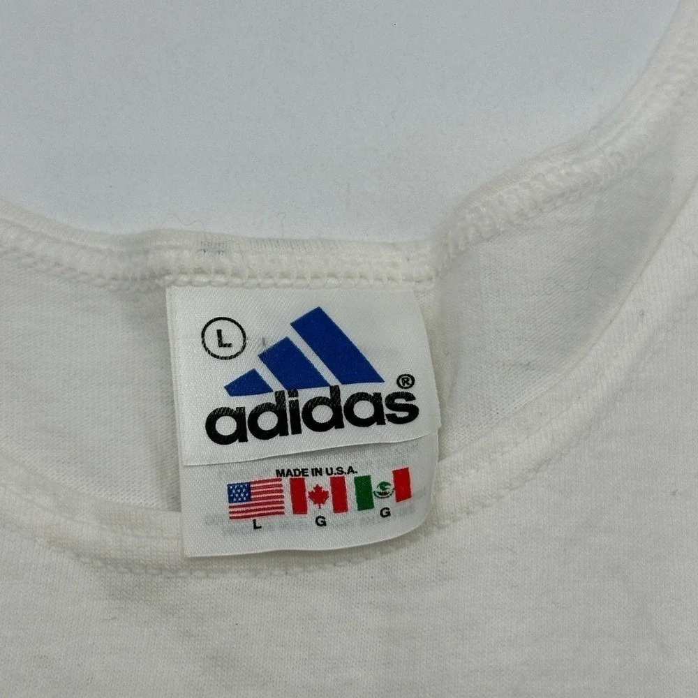 Vintage Adidas Tank Top‎ Mens Large White Embroidered Logo Made in USA 90s Vest